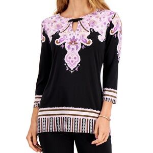 Purple Printed Keyhole blouse from JM Collection
